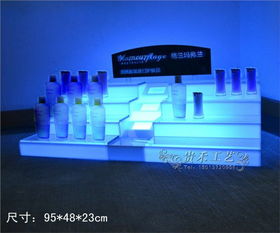 供應高檔化妝品展示架 藍色水晶LED燈箱產品架點亮彩妝陳列新視界